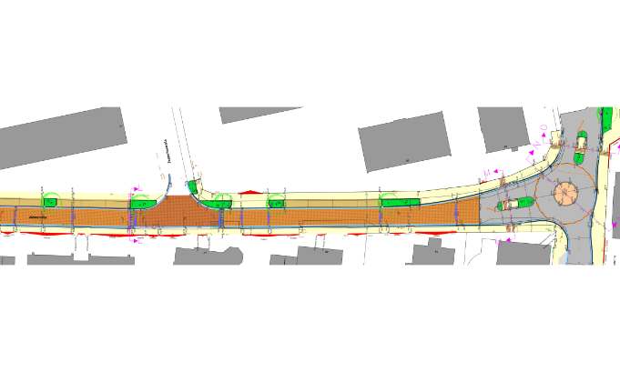 Teilausschnitt Straßenraumgestaltung Griesheim - Jahnstraße